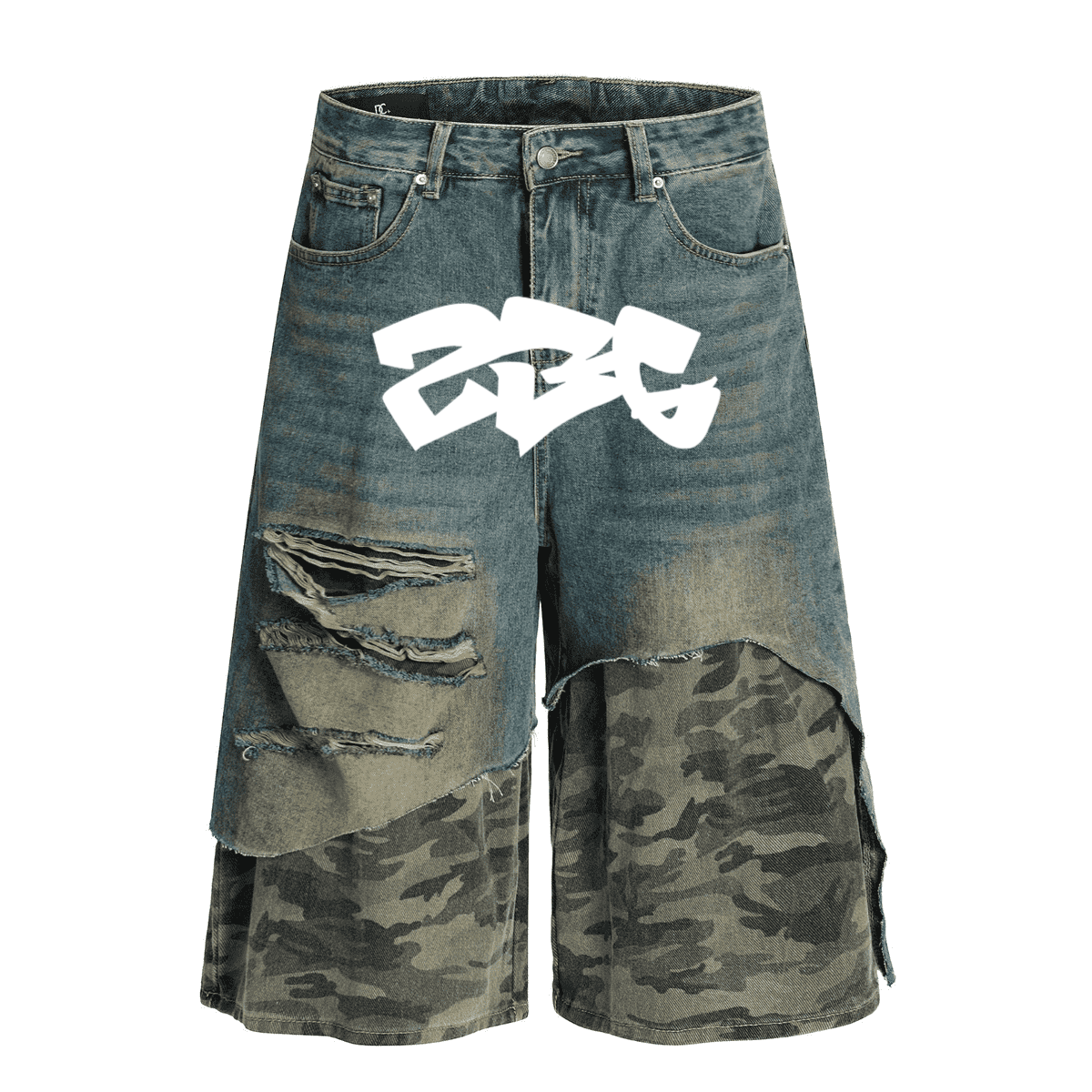 DENIM CAMO SHORTS